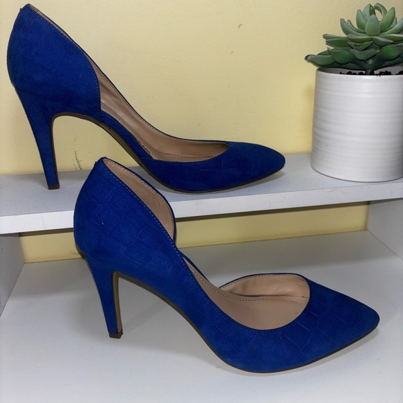 BCBGeneration Size 7.5 Cobalt Blue D’Orsay Pumps Pointed Toe Stiletto Heels - Picture 2 of 11
